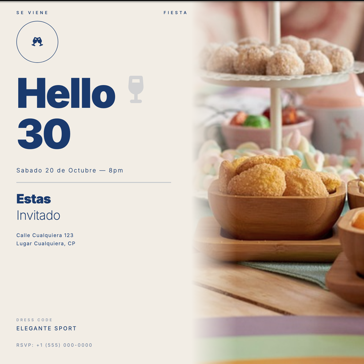 A split-panel editorial design with a warm ecru background and full-bleed photo half, feathered seamlessly into the cream surface.