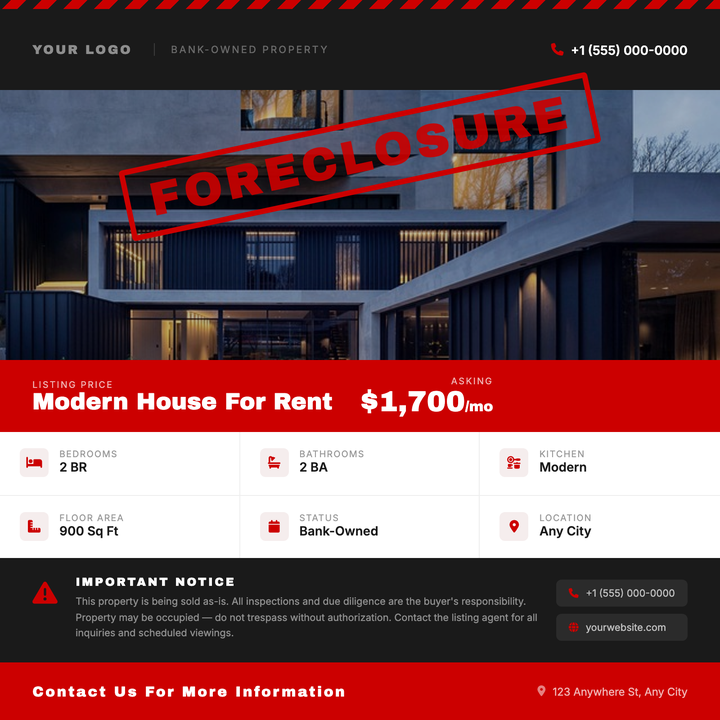 Built for distressed, bank-owned, and REO properties where urgency drives action.