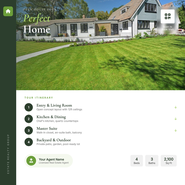 A polished editorial layout built for open houses and private property showings.