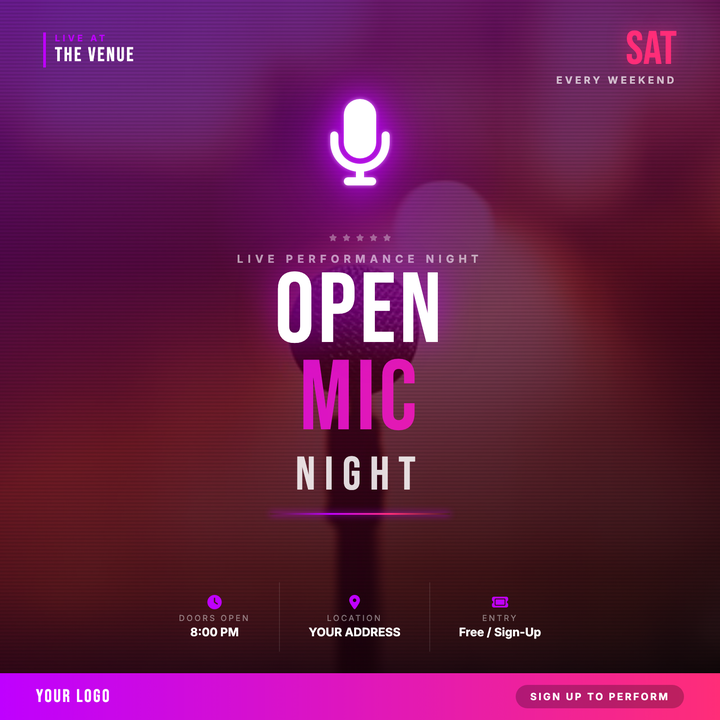Built for restaurants, bars, and lounges hosting weekly open-mic or live talent nights.