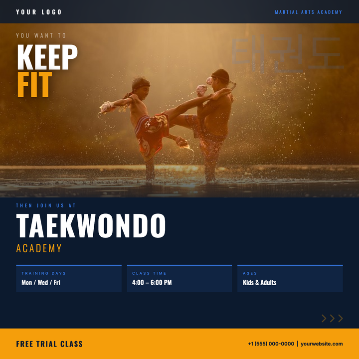A bold, photo-driven layout split between a full-width hero image and a deep navy lower zone, seamlessly blended by a gradient scrim.