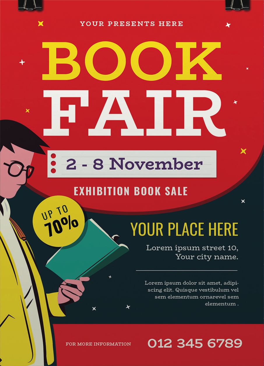 Engaging book flyer templates featuring literary motifs, author spotlights, and reading lists for libraries, bookstores, and literary events.