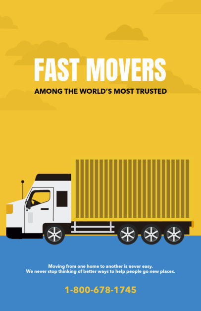 Reliable relocation templates featuring truck visuals and packing supplies to promote local and long-distance moving companies.