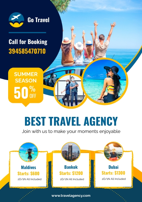 Stunning wanderlust templates showcasing destination photography and package deals to promote vacation specials and tour operators.